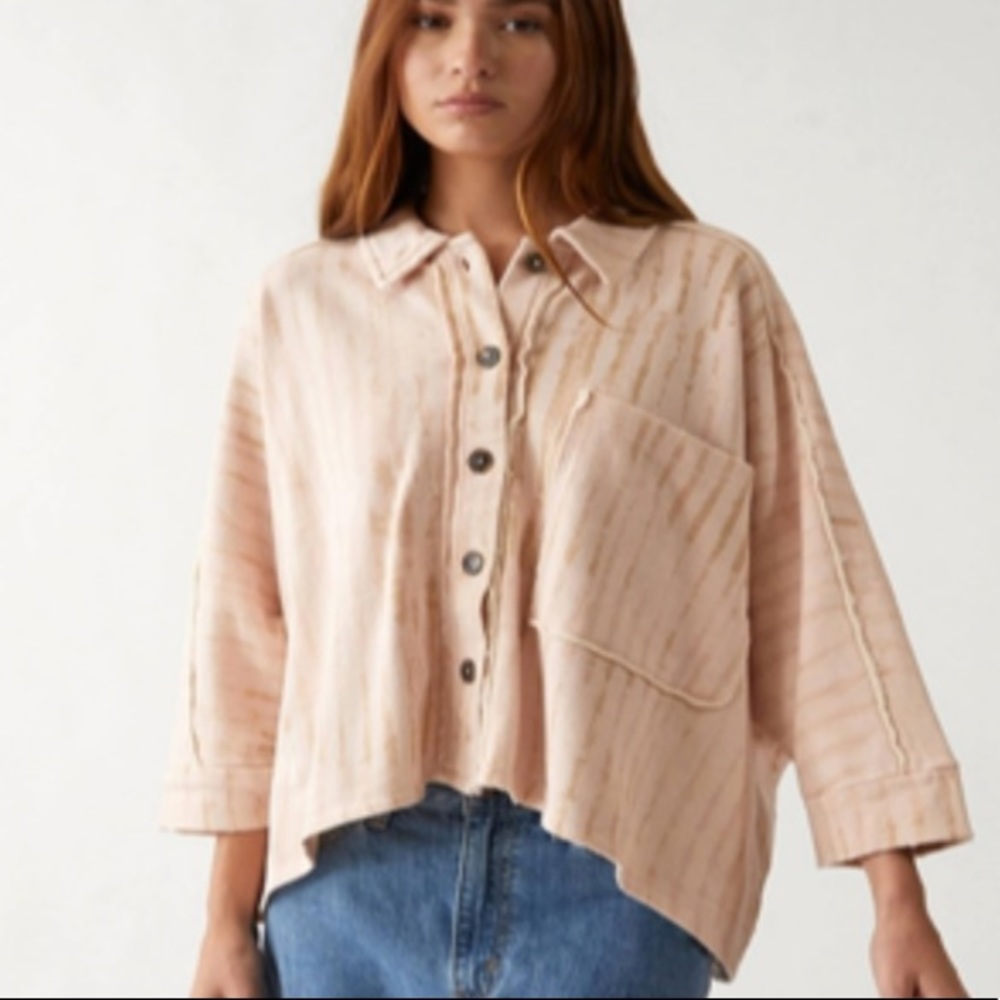 Free People Pink Striped Jacket